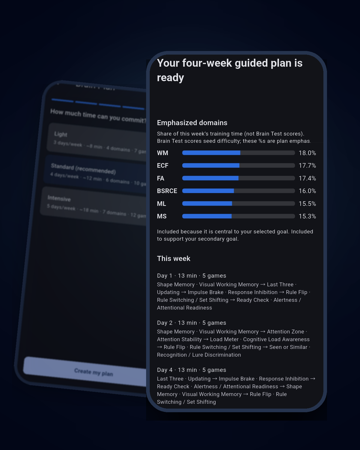Training Setup and the resulting four-week plan